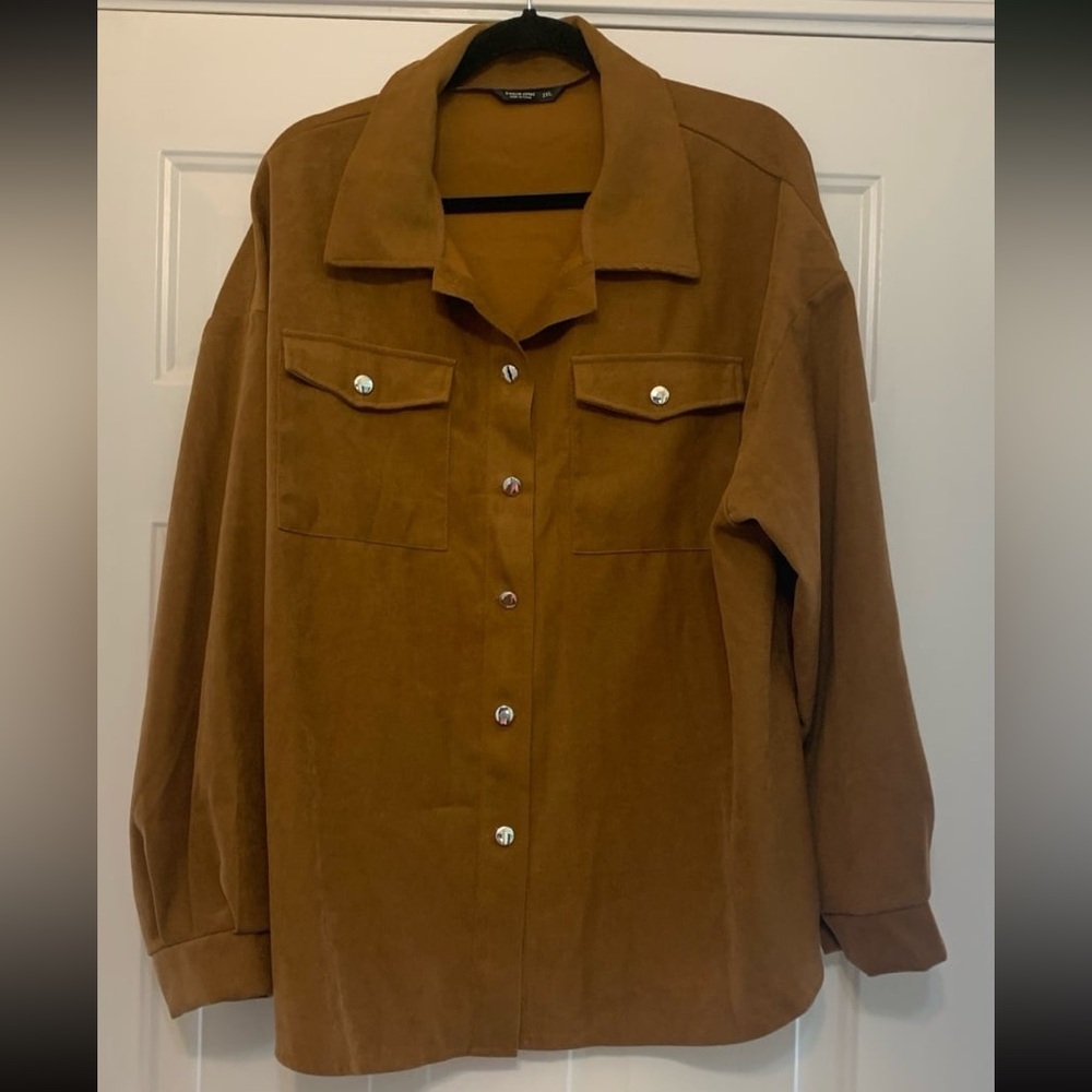 SHEIN Curve cognac shacket